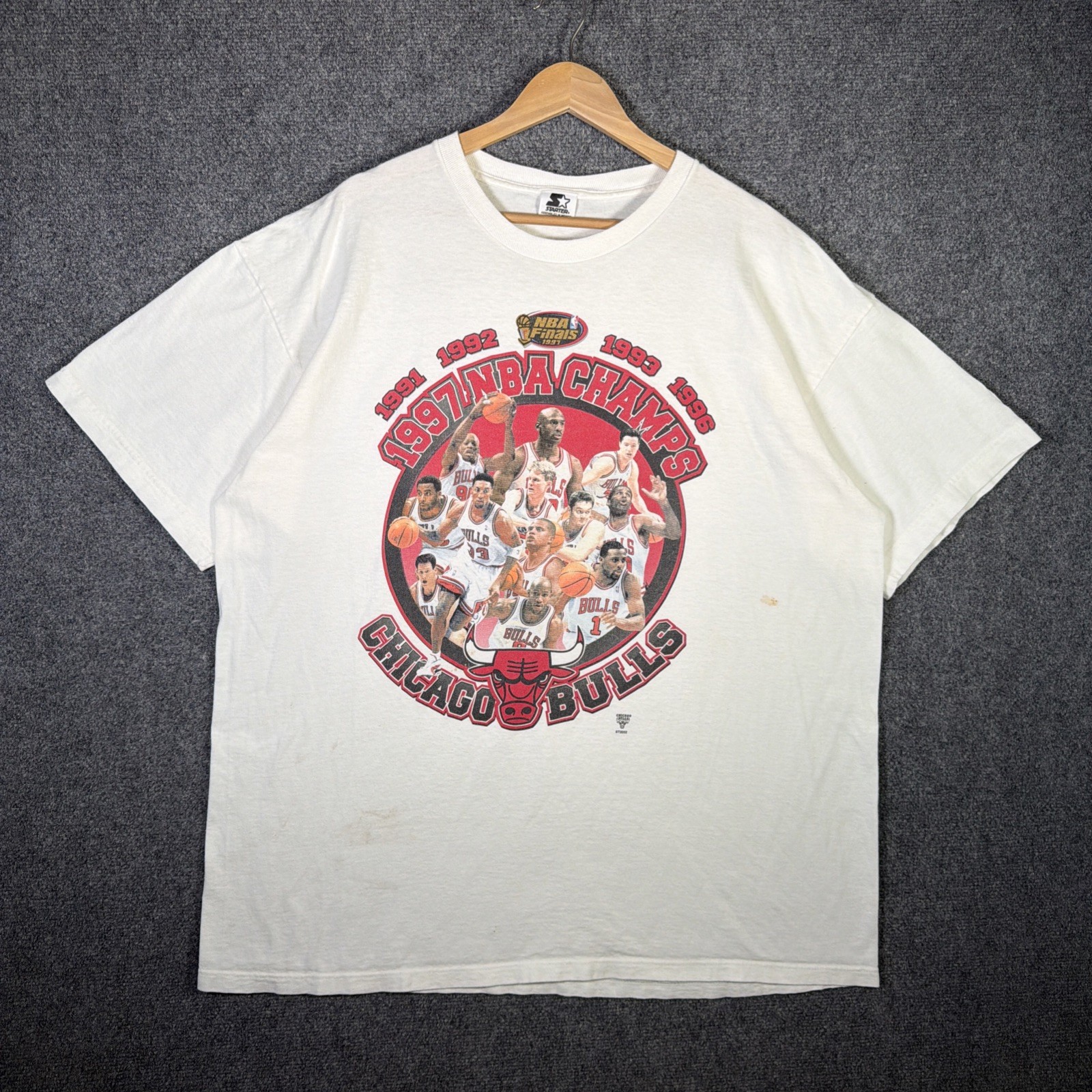Vintage Chicago Bulls Shirt XL White 90s USA 1996 NBA Finals Basketball Jordan
