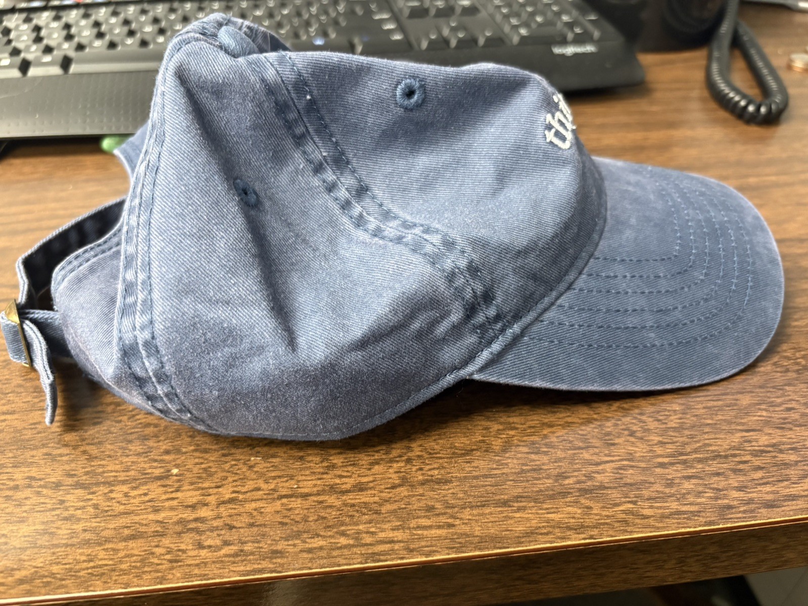 Anthropic Claude Thinking Hat Navy Blue Adjustable Strapback Baseball Cap New
