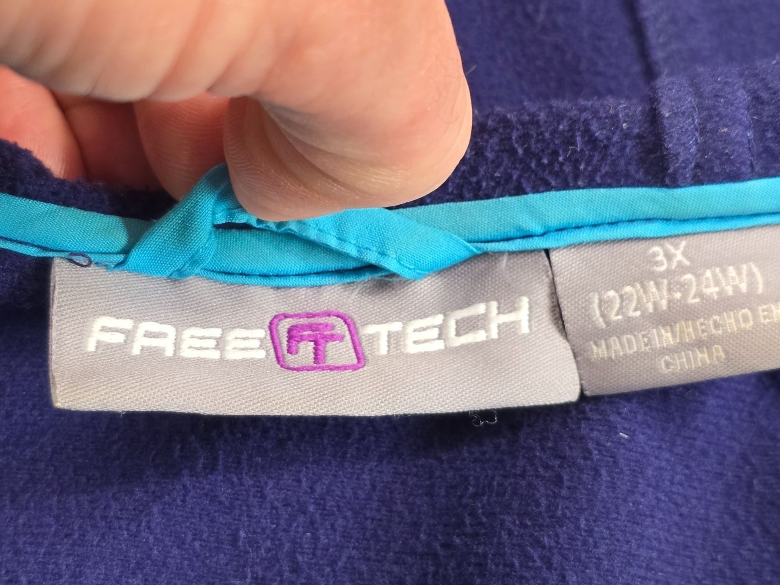 Free Tech Womens Blue Hooded Jacket 3X Full Zip Rain Coat