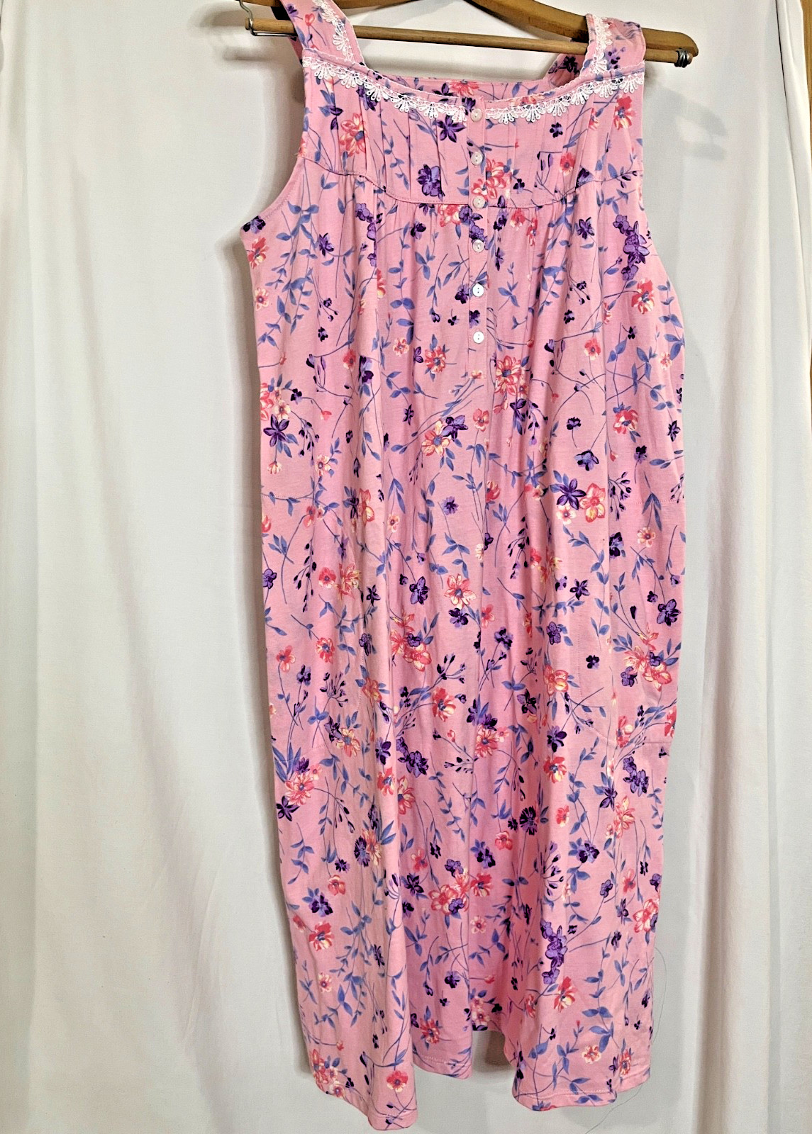 Aria Nightgown Women’s Size M, 3X 100% Cotton Sleeveless Square Neck Floral New