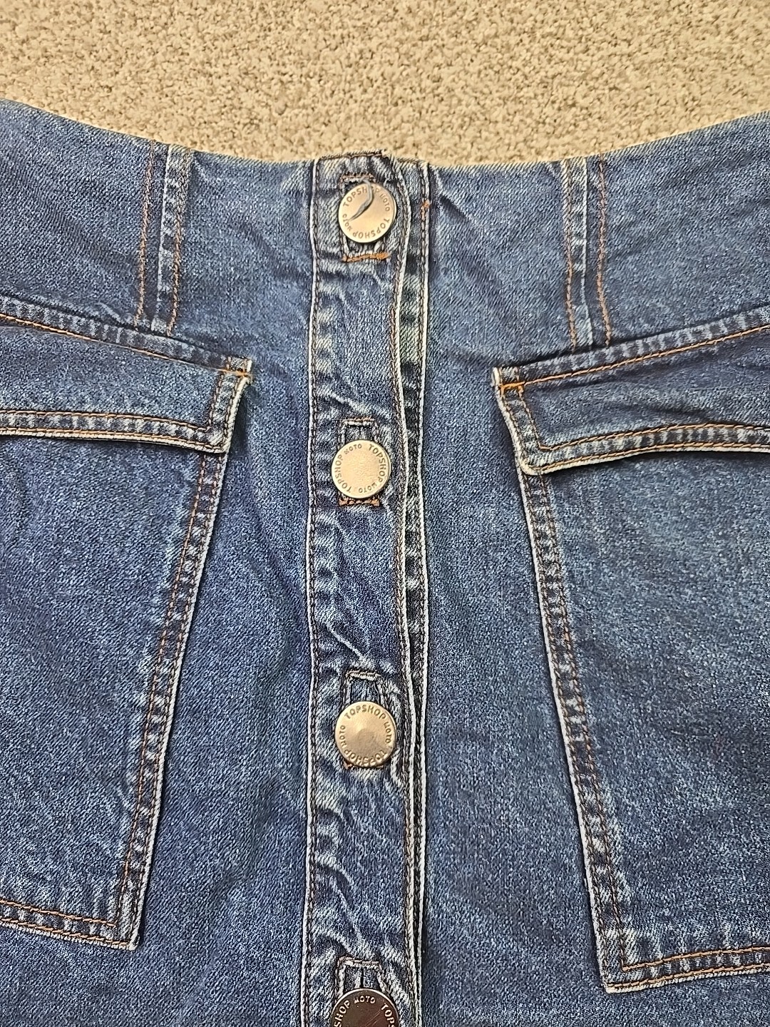 Topshop Moto Skirt Womans 28 Blue Denim Mini City Preppy School College