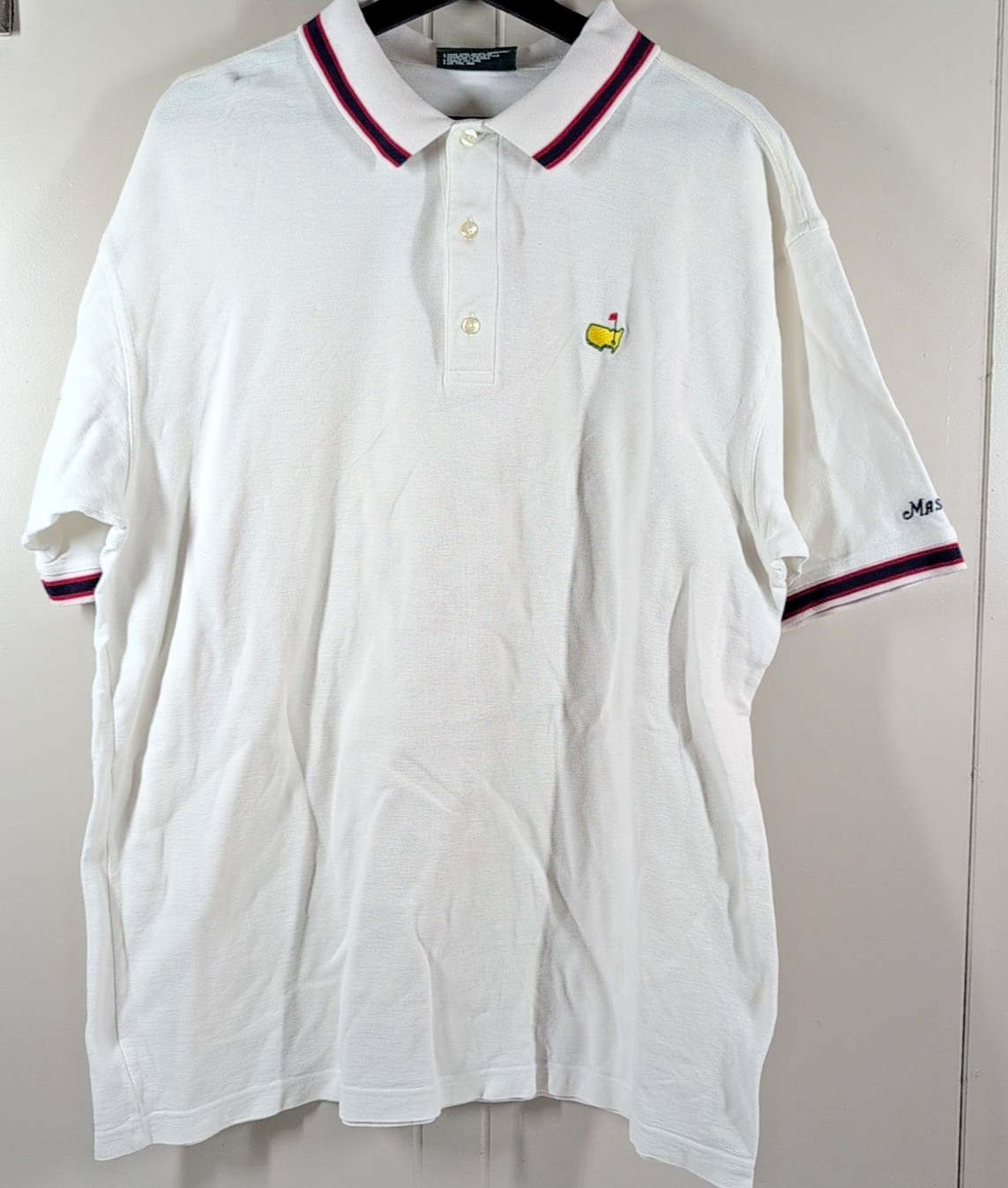Vintage Masters Polo Shirt Mens Large White Golf Casual Preppy Knit Pique Staff