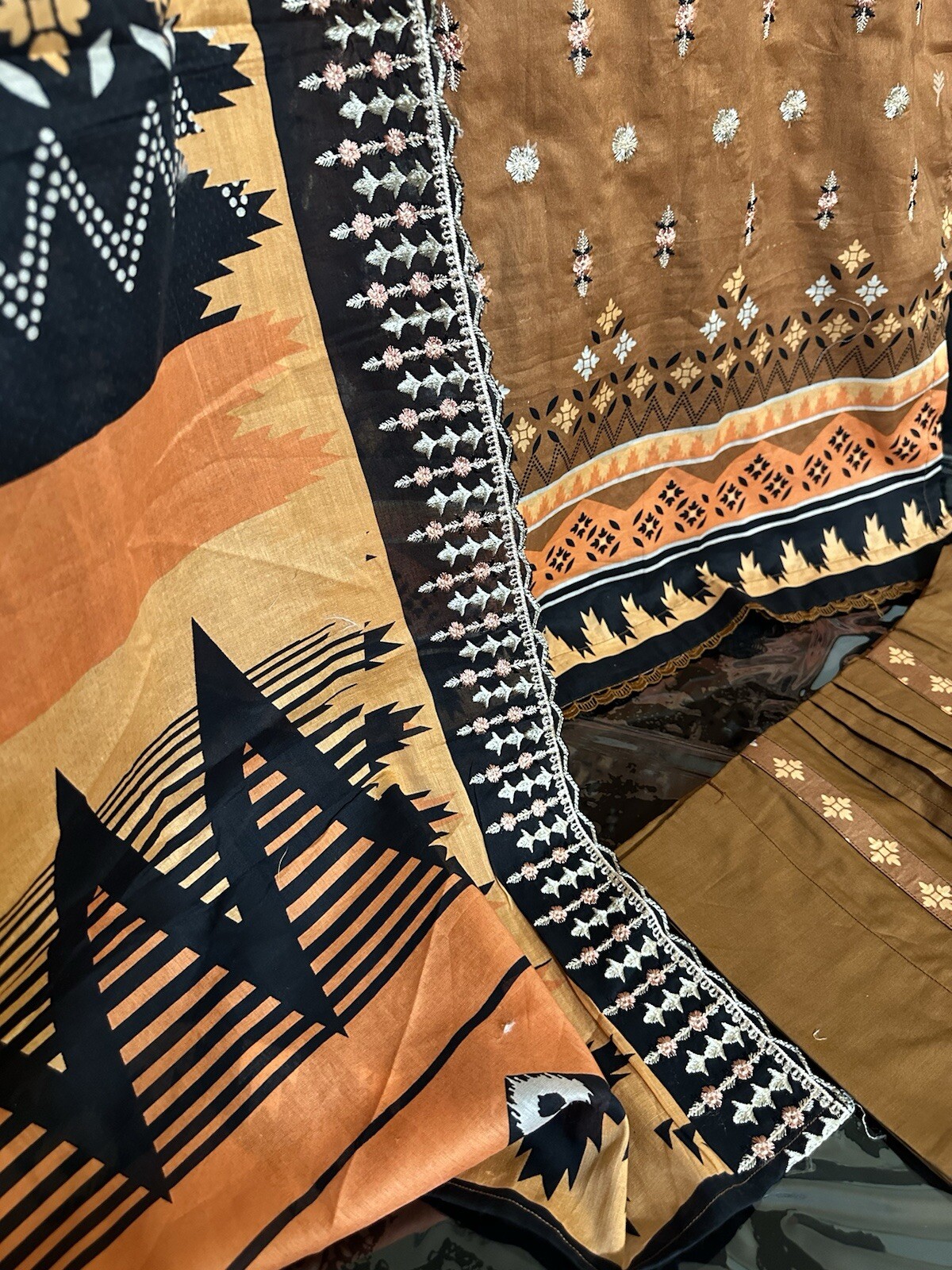 Beautiful Lawn Cotton Suit For Summer, Emb Shirt And Emb Dupatta- Large – $35