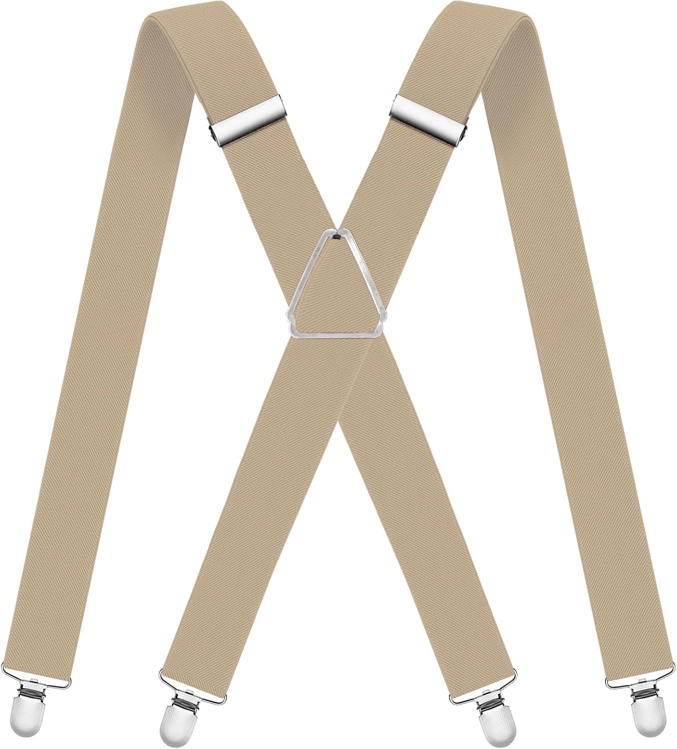 Mens Suspenders Adjustable Braces X-Back Elastic 4 Metal Clips Heavy Duty Strap