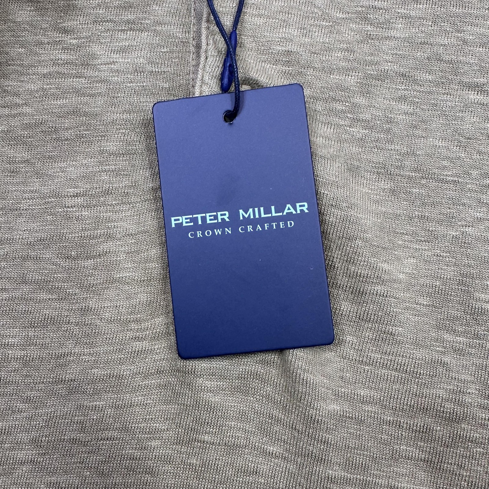 Peter Millar Greystone Polo Shirt Mens Large Beige Linen Crown Crafted Summer