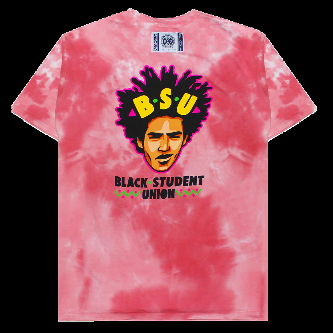 Cross Colours ‘BSU’ Black Student Union Tie-Dye T-Shirt Pink U10017BYT Men’s NWT