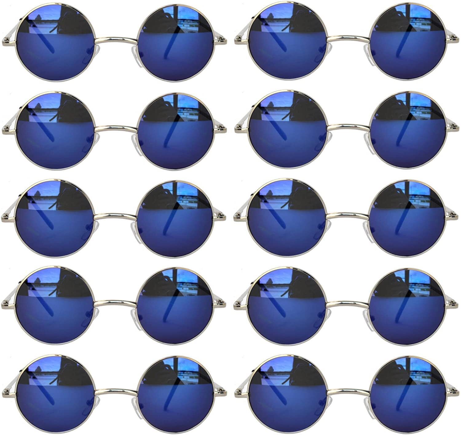 OWL Round Sunglasses 10 Pack Retro Vintage Hippie Style 43mm Mirror Lens