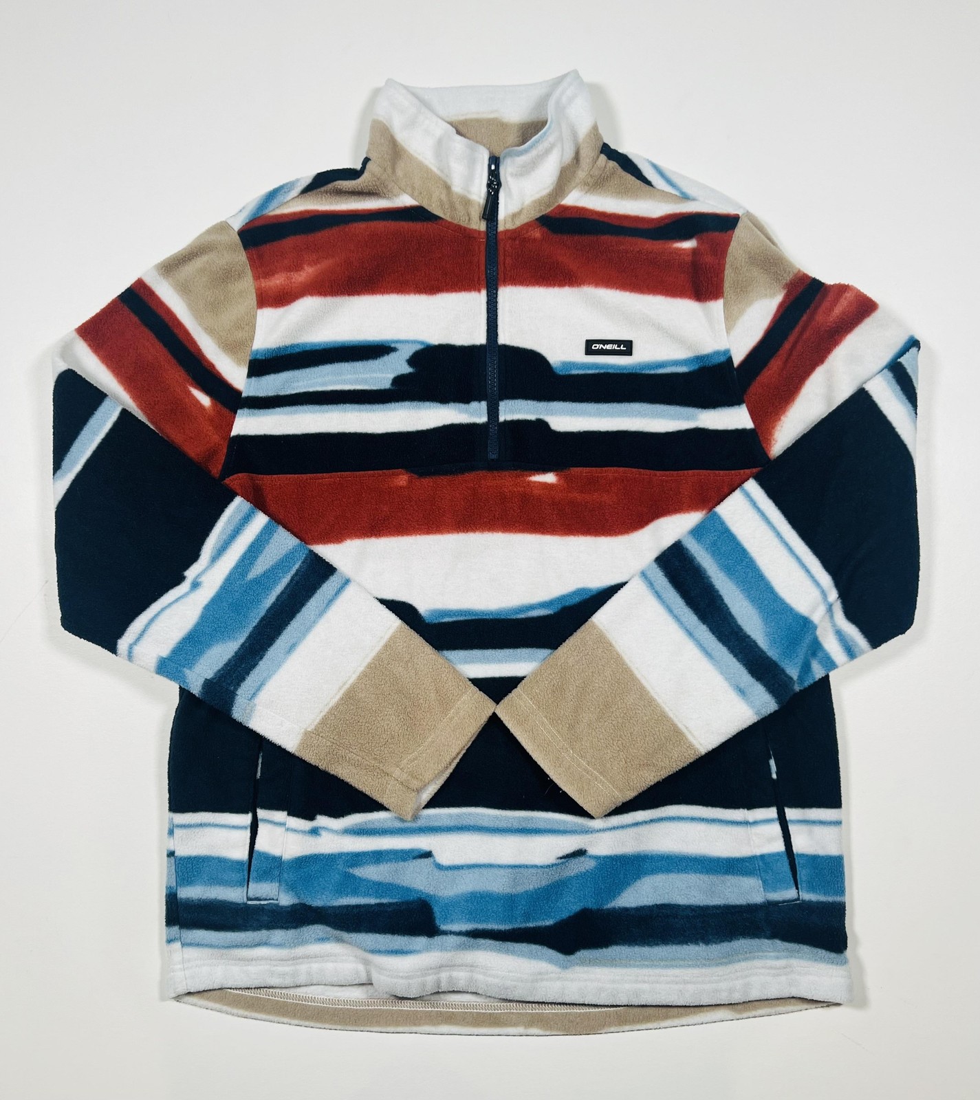 O’Neill Sweater Mens Medium Striped Fleece Half Zip Pullover Warm Outdoor Top