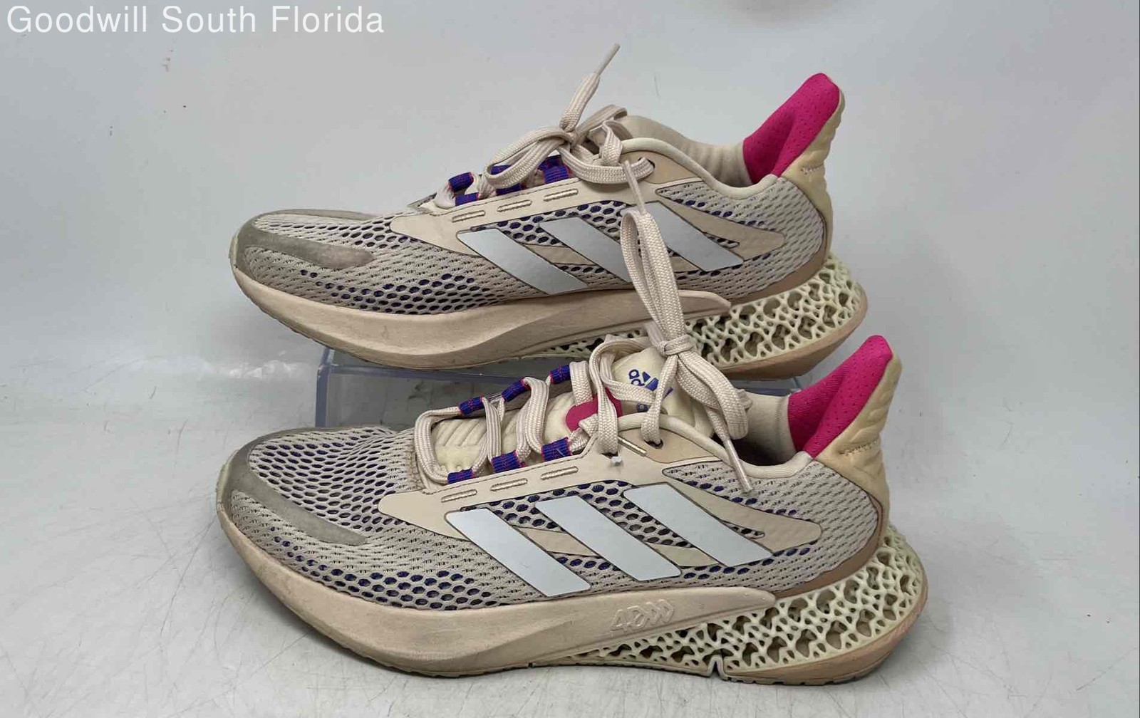 Adidas Womens 4DFWD Pulse Beige Purple Pink Lace-Up Sneaker Shoes Size 6.5