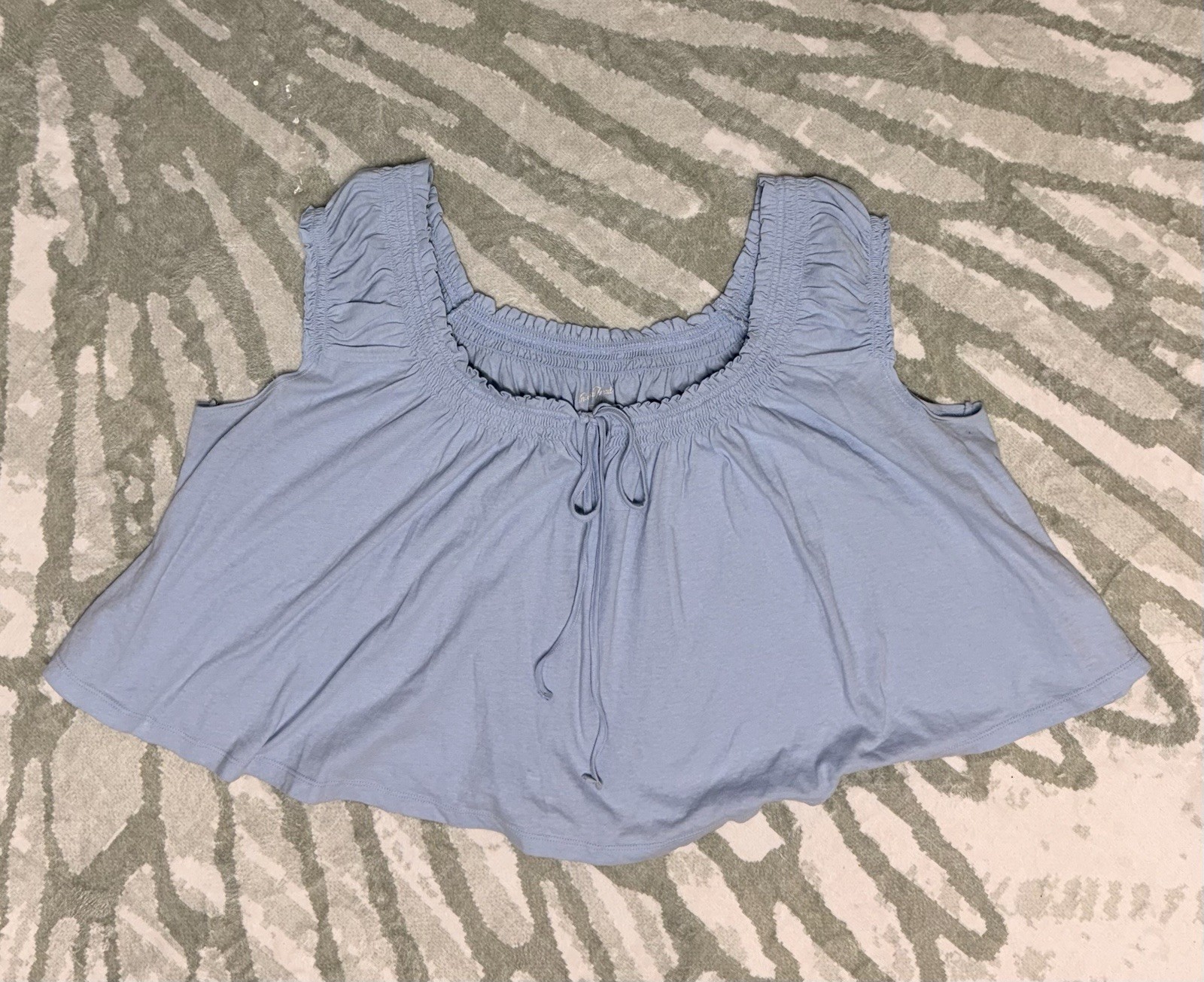 Universal Thread Blue Cotton Knit Ruffle Scoop Neck Tie Flowy Tank Top Size XL