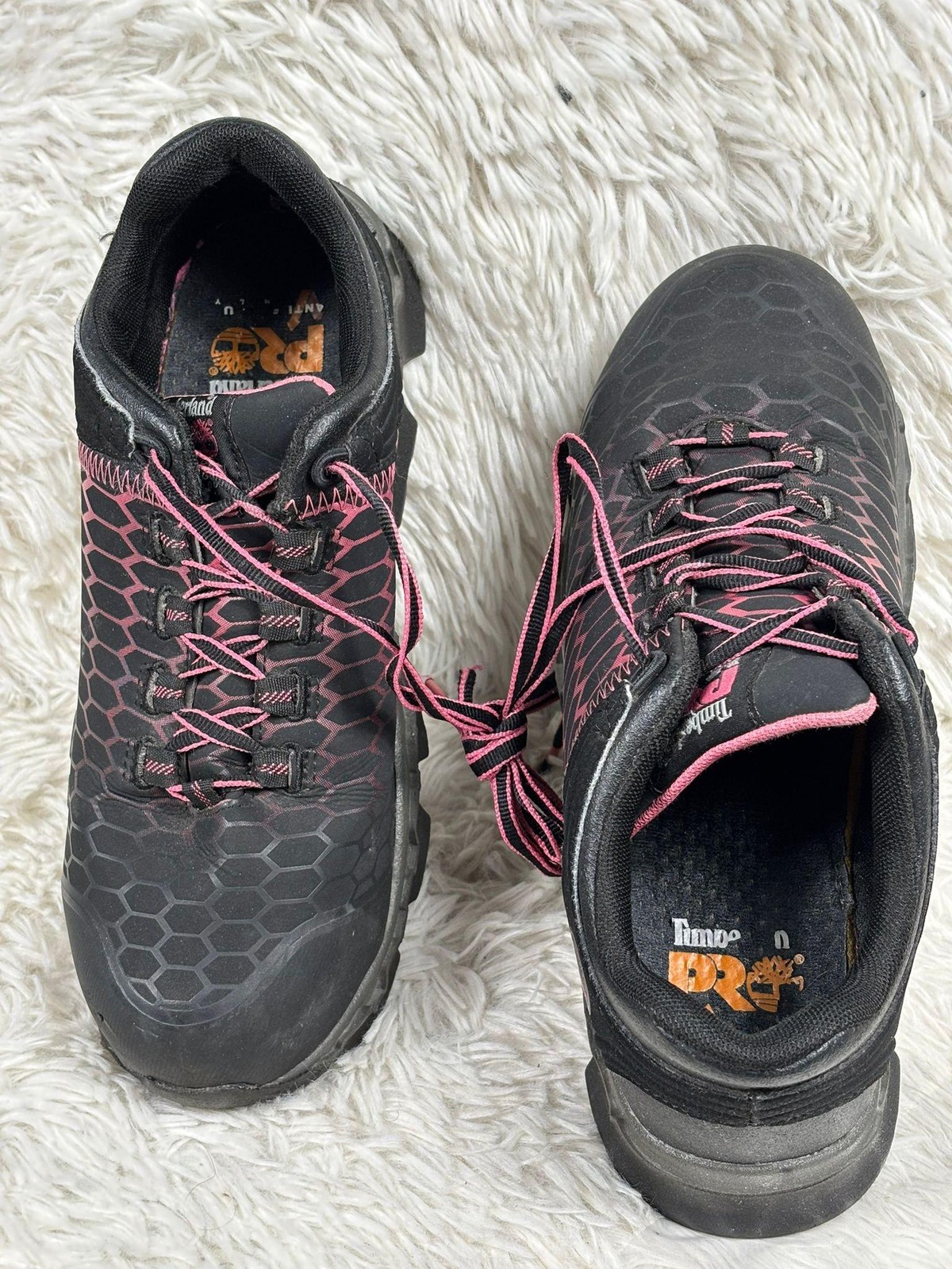 Timberland PRO Shoes Womens Size 8 Black Pink Lace Up Work Comfort Sneakers