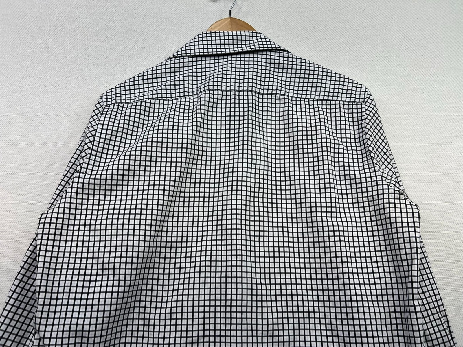 Michael Kors Mens Slim Fit Button-Up Shirt Long Sleeve M 15.5 White Black Check