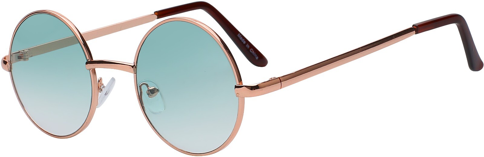 ROUND SUNGLASSES GREEN TINTED COLORED LENS 43mm METAL FRAME ONE PAIR