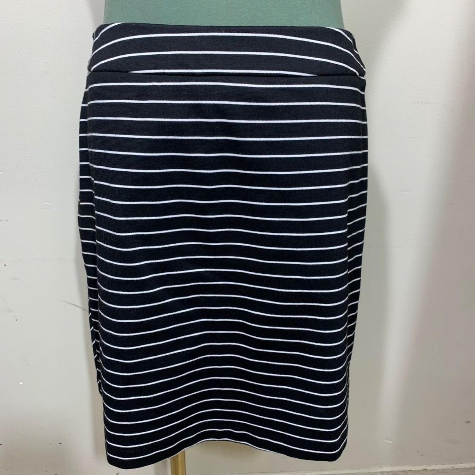 Darjoni Pencil Skirt Womens 6 Black White Striped Chevron Stretch Office Pockets