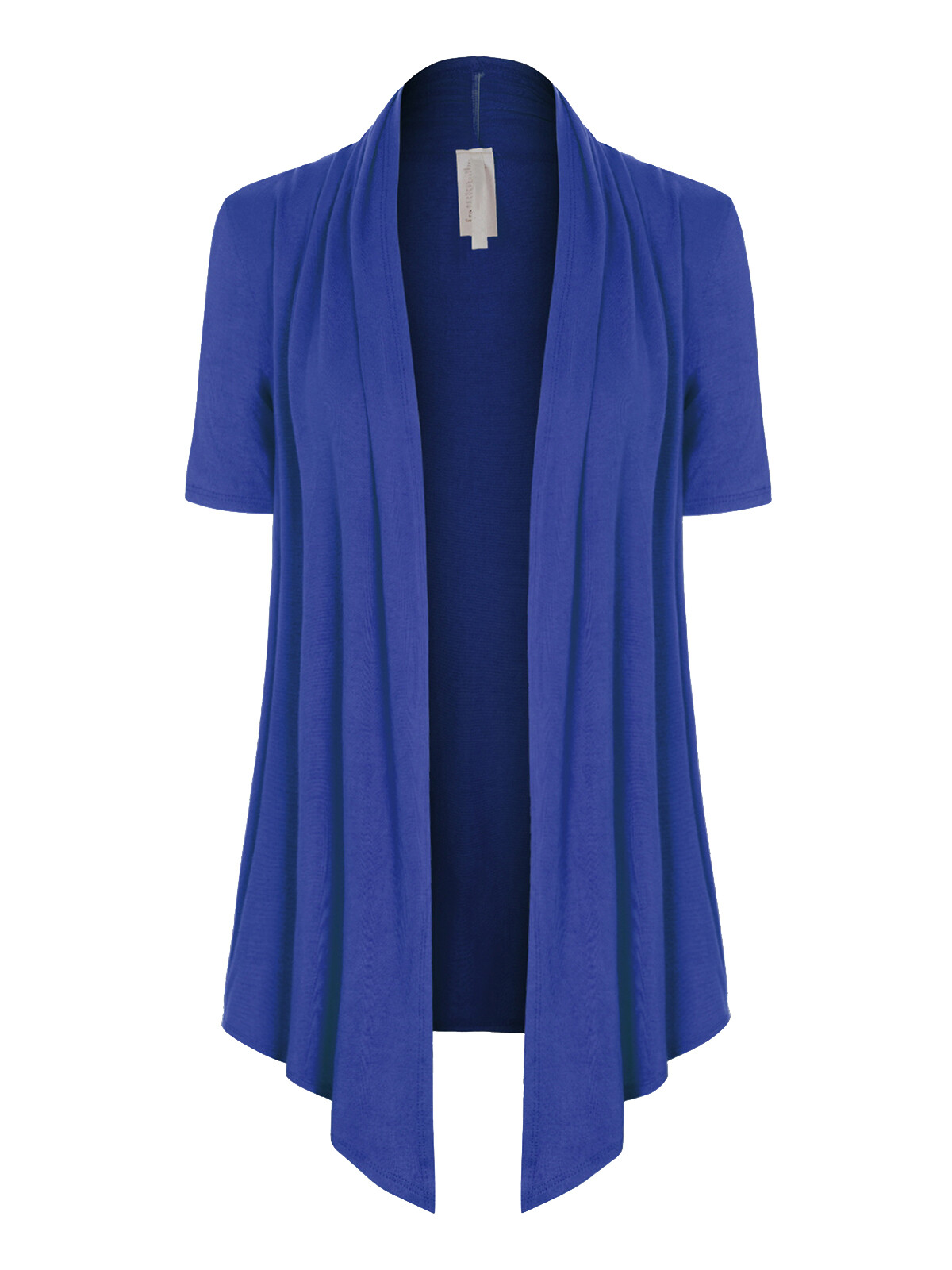 MixMatchy Solid Jersey Knit Short Sleeve Open Front Draped Cardigan