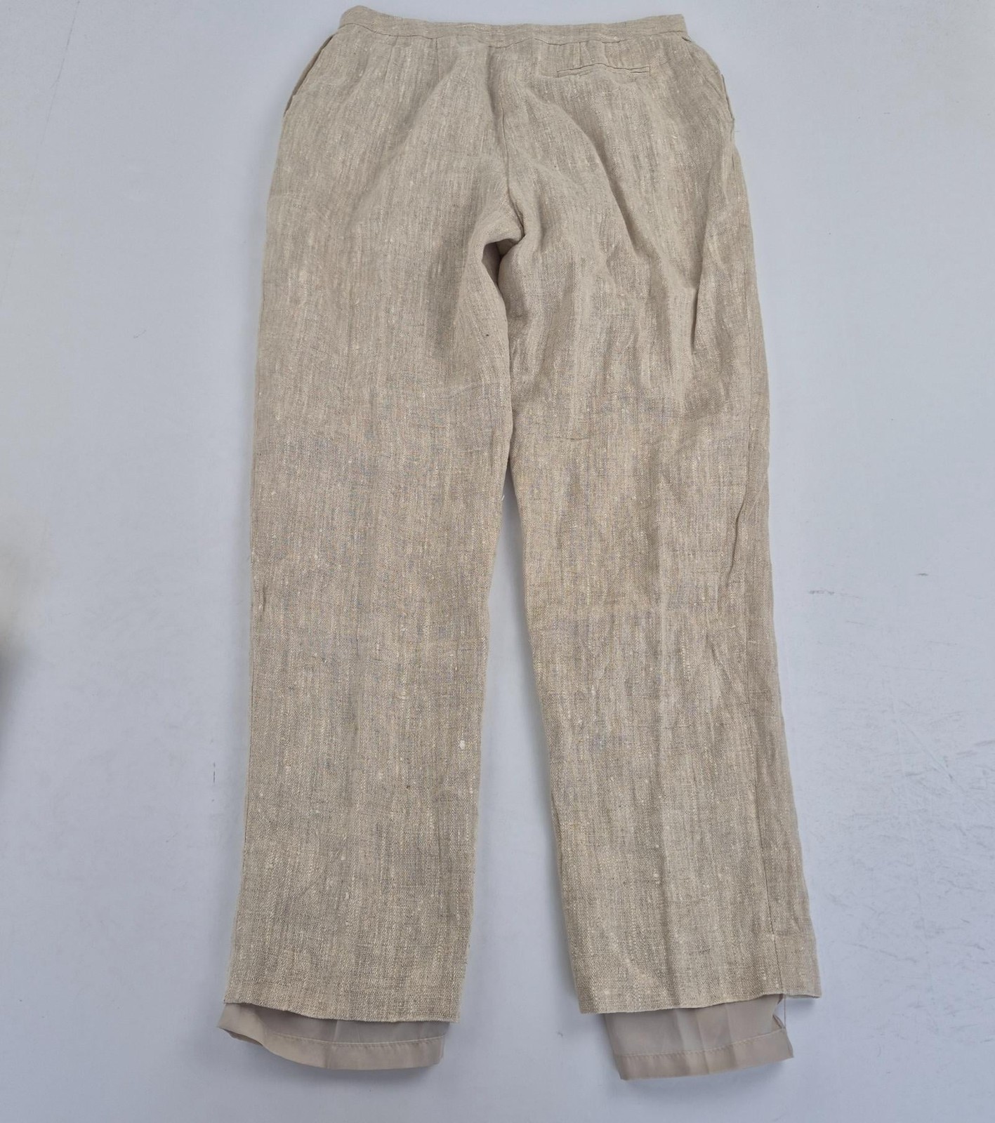 Harvé Benard Suit 8 Trousers 8 W28 L27 Beige Womens 100% Linen Straight 2 Piece