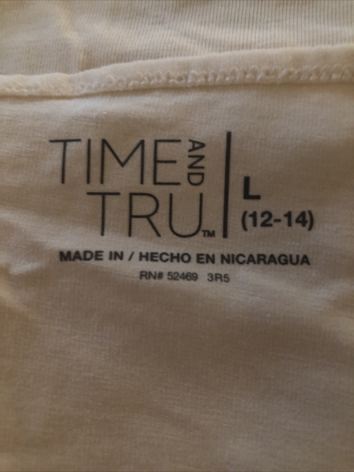 TIME and TRU Womens Cami Top Size Large 12-14 Cream Adjustable straps New