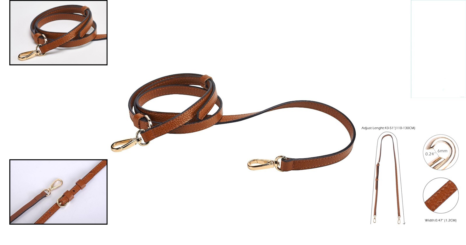 Luxury Full Grain Leather Purse Strap for Crossbody Bags – Adjustable Length