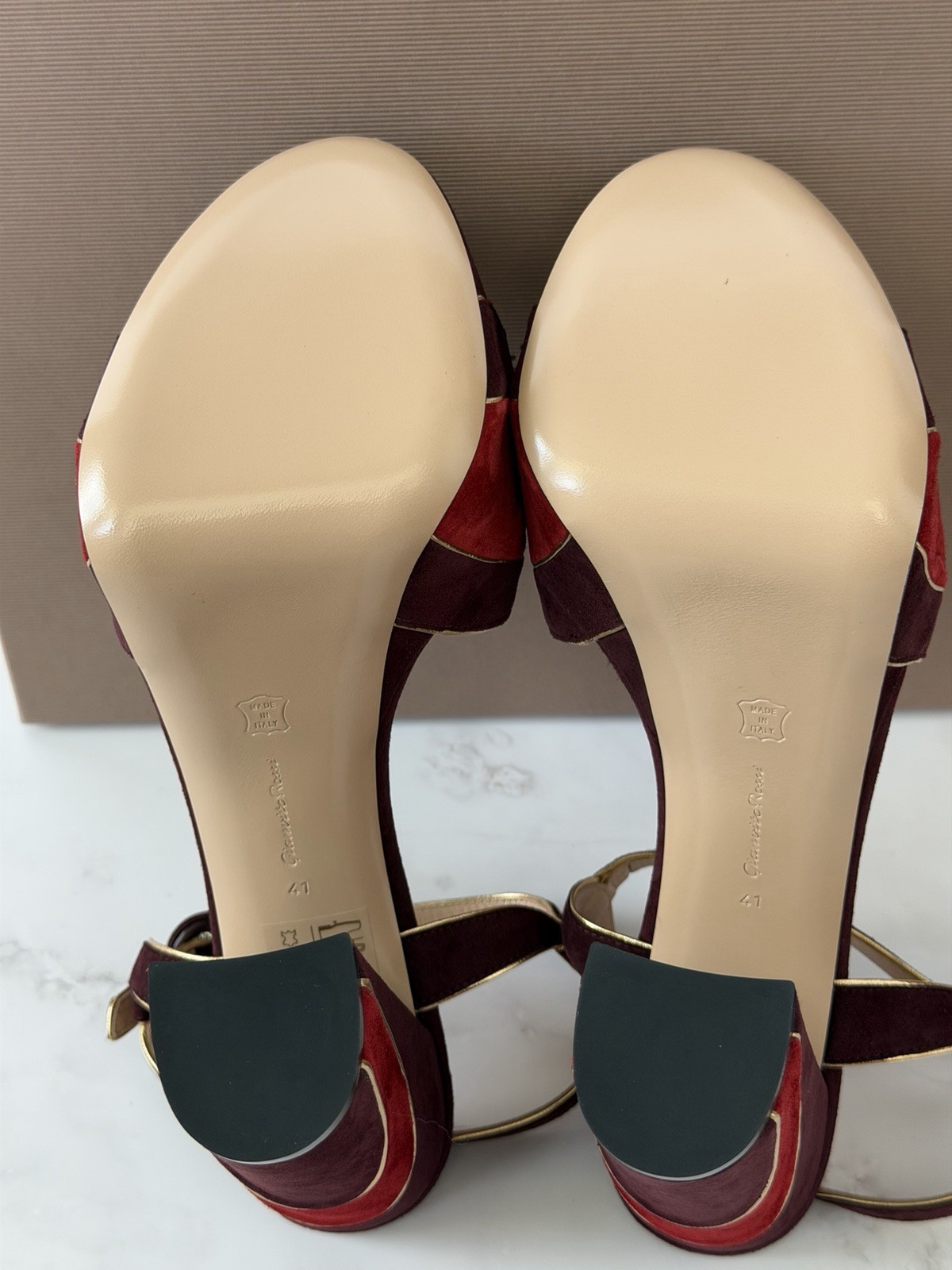 Gianvito Rossi Tamara 125mm Platform Heeled Sandals Burgundy Suede EU 41 NIB