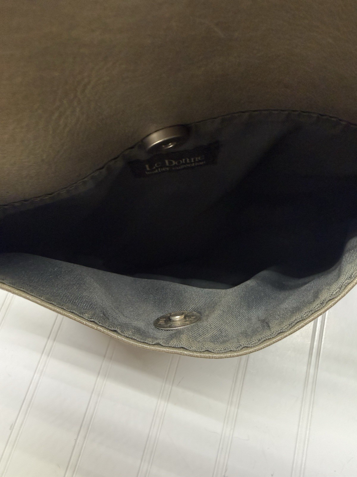 Le Donne Leather Collection Slim Sling Backpack Gray Olive Vaquetta Top Grain
