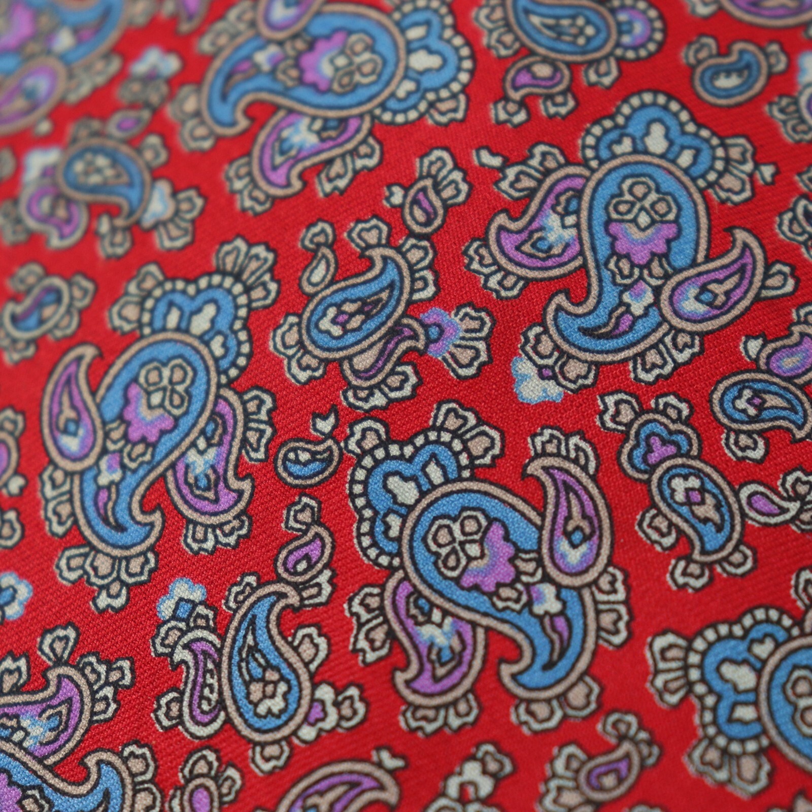 Vintage Evan Piccone Tie Mens 56 in Silk Red Blue Purple Paisley Floral Wide