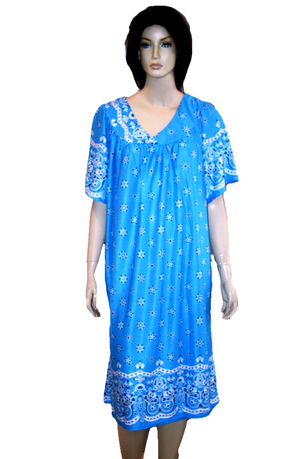 Women’s Plus Size MuMu Lingerie Short Nightgown House 1X 5X Blue
