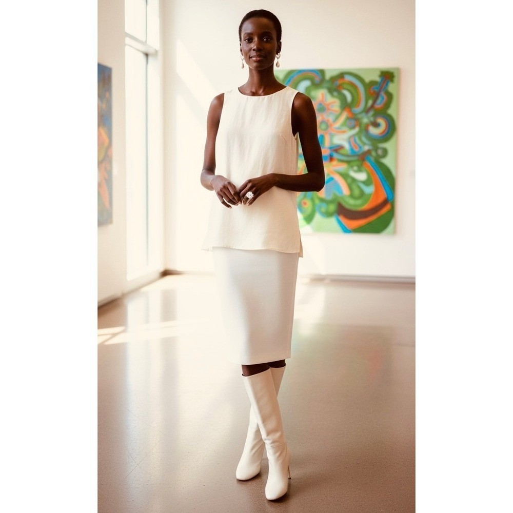 Everlane Off White Heavy Twill Sleeveless Tank