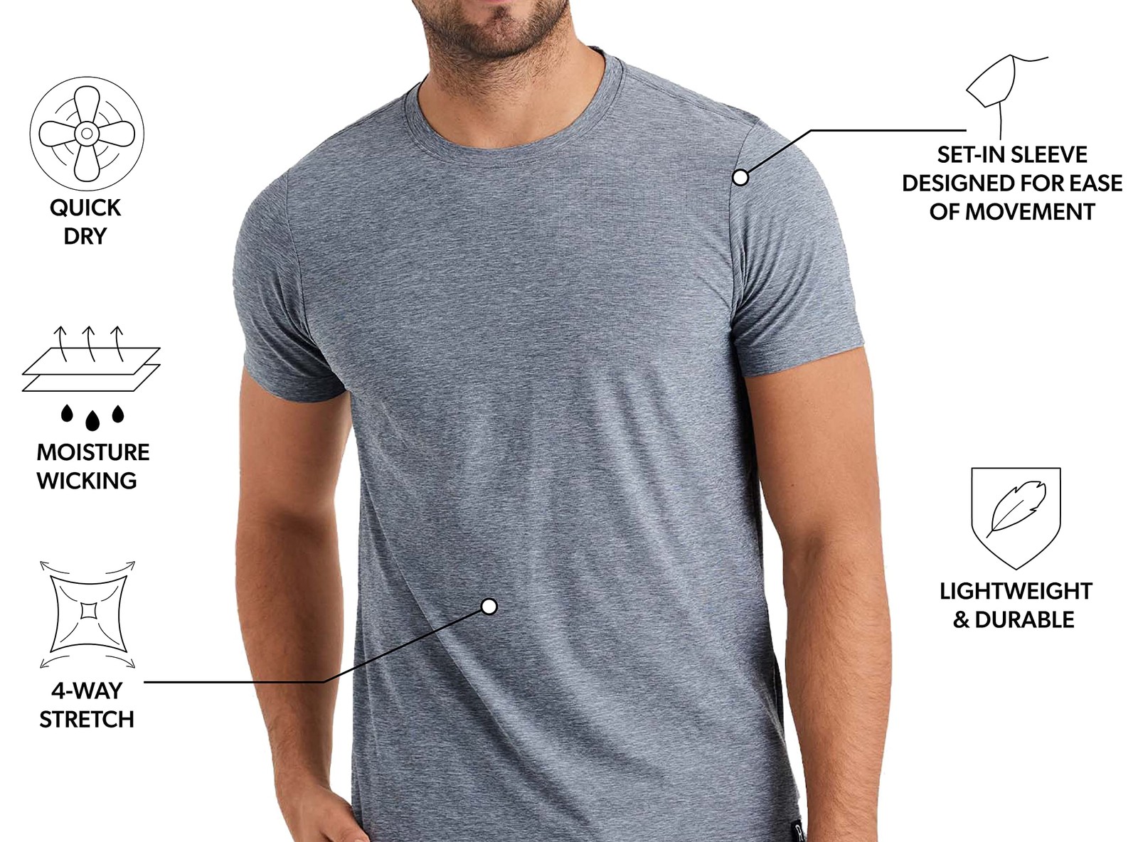 Men’s Essentials Training Tee, Recycled Lightweight Polyester Fabric, Moistur…