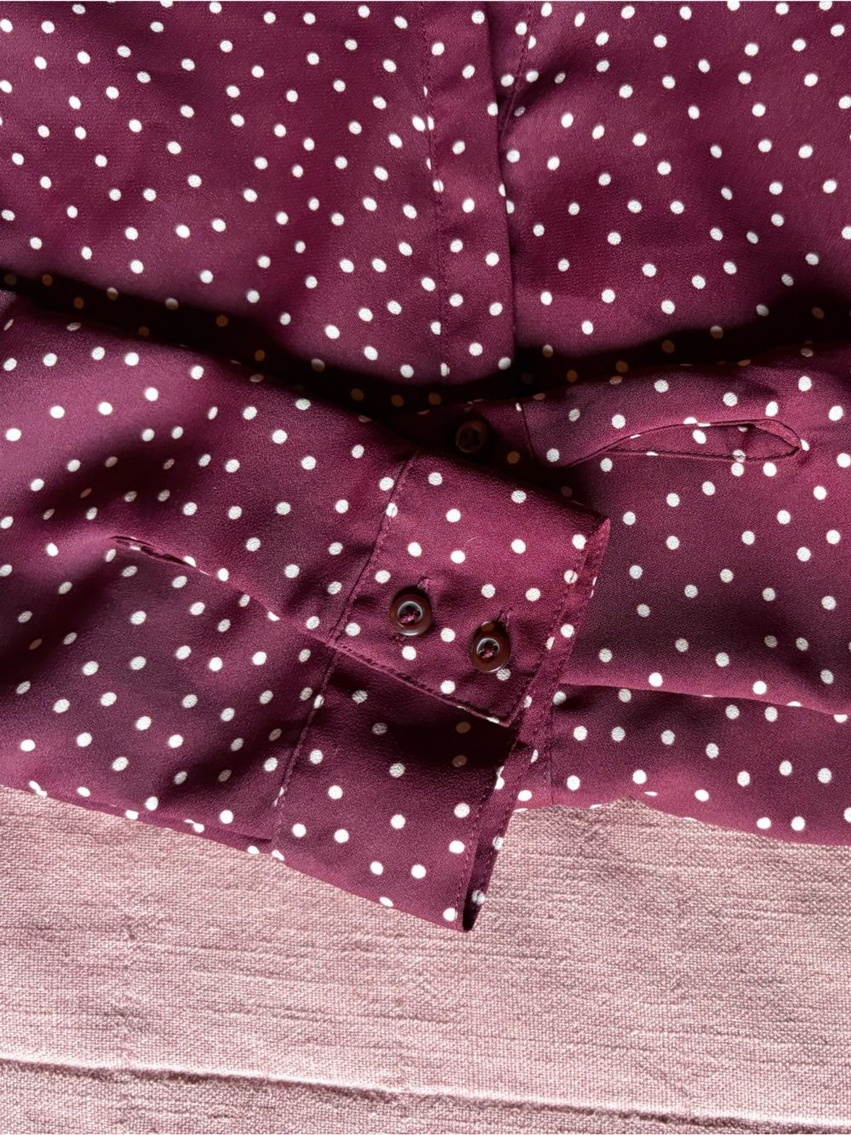 Express Portofino Button Down- Size Small- Maroon & Light Pink Polka Dot