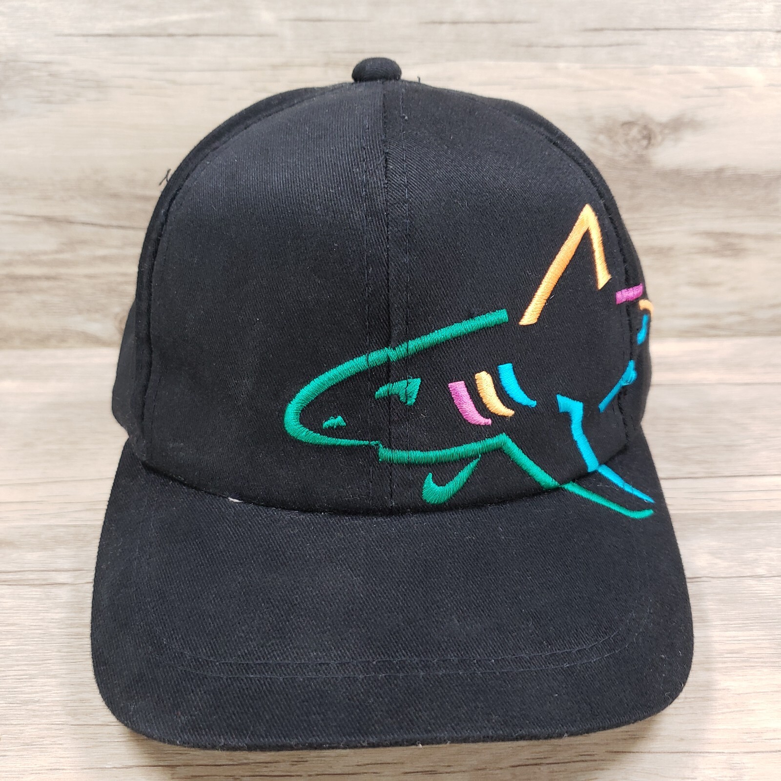 Shark Logo Hat Cap Strap Back Greg Normal Black Embroidered Adjustable