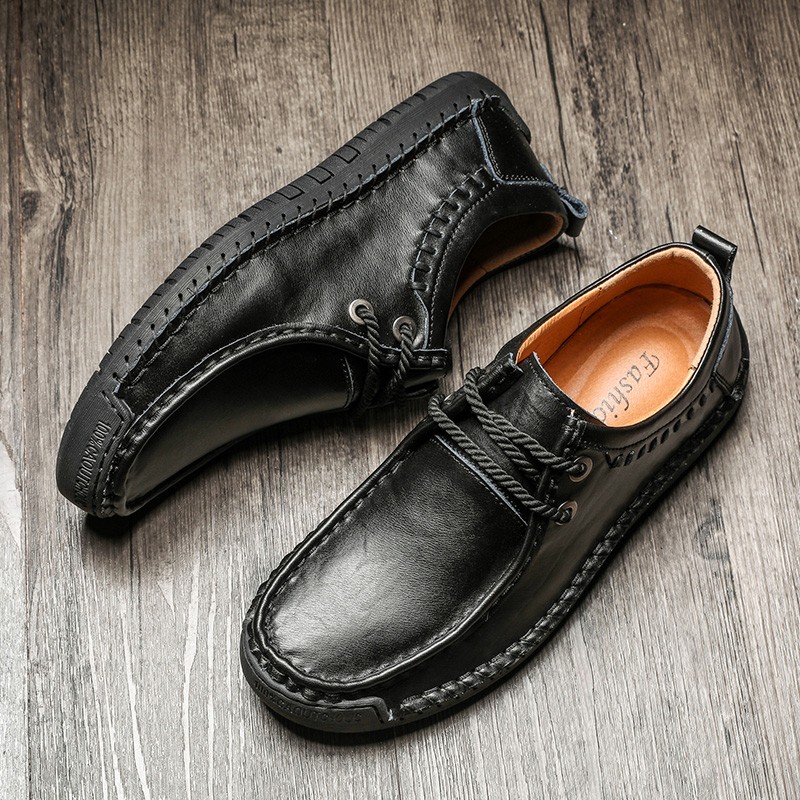 Men’s Vintage Round Toe Lace Up Loafers Formal Driving Causal Flat Heels Shoes