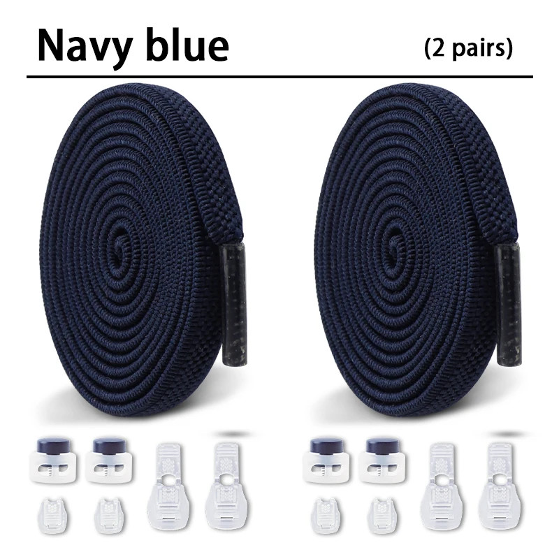 1Pair/2Pair NEW Elastic Shoe Laces Flat Shoelaces Without Ties Kids Round Snap L