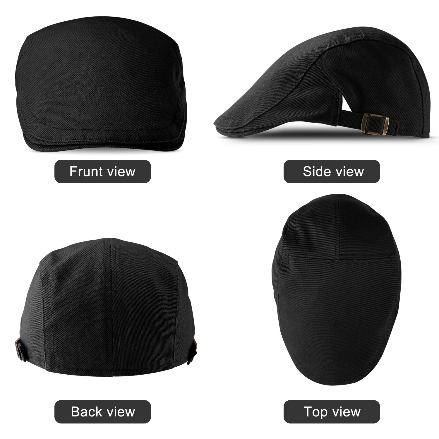 Solid Cotton Gatsby Cap Mens Ivy Hat Golf Driving Sun Flat Cabbie Newsboy Summer
