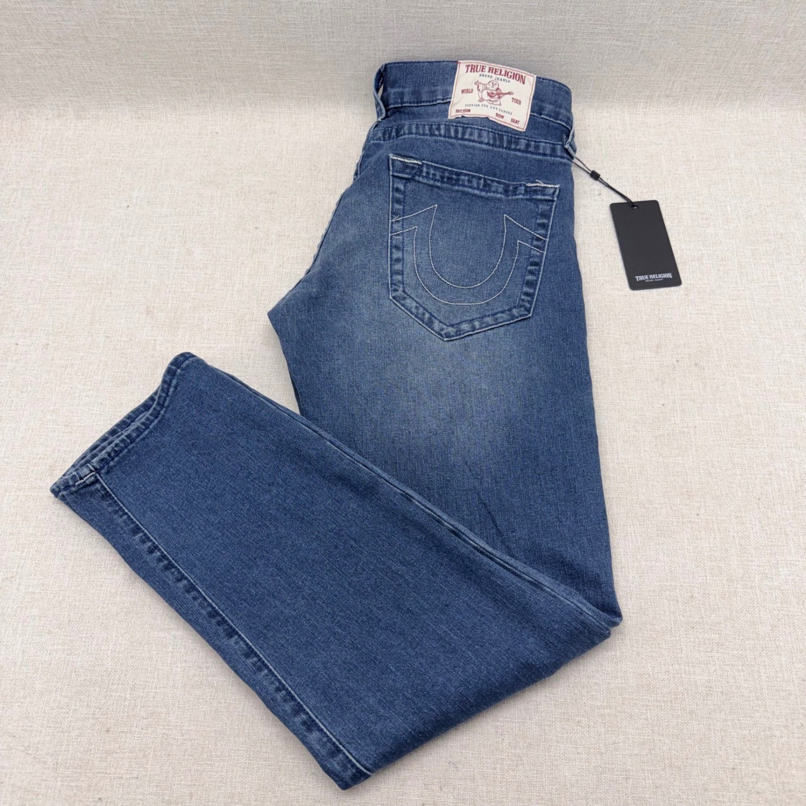 True Religion Geno Relaxed Slim Jeans Size 32 Medium Cloudburst NWT 107207