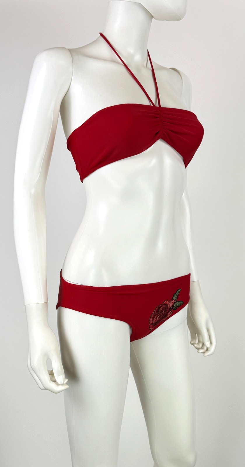 $850 Gucci Auth Red Loved Bikini Top Swimsuit 4 US 40 IT S Swimwear Bandeau Bag
