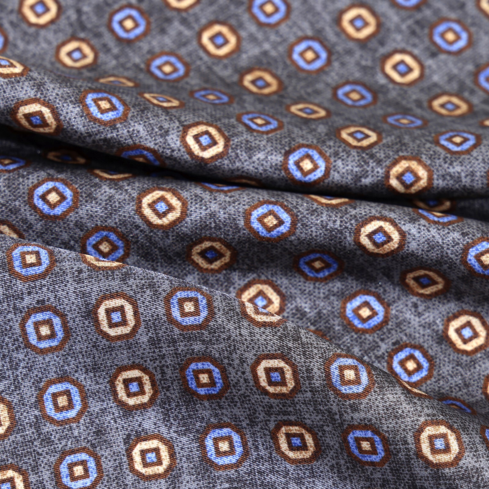 Men’s 100%Silk Twill Handkerchief brownish gray Circle Pocket Square 30cm 11.8in