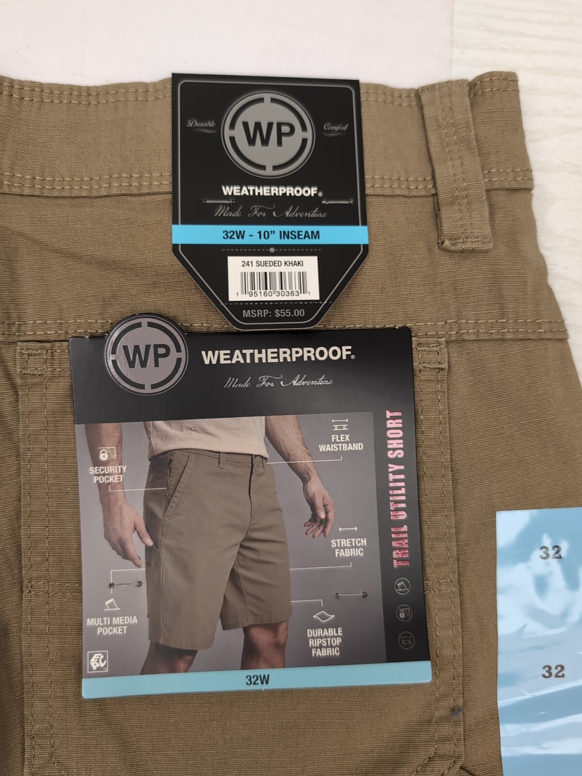 WP Weatherproof Men 10″ Inseam Security Pocket Stretch Trail Utility Sz 32 AM28