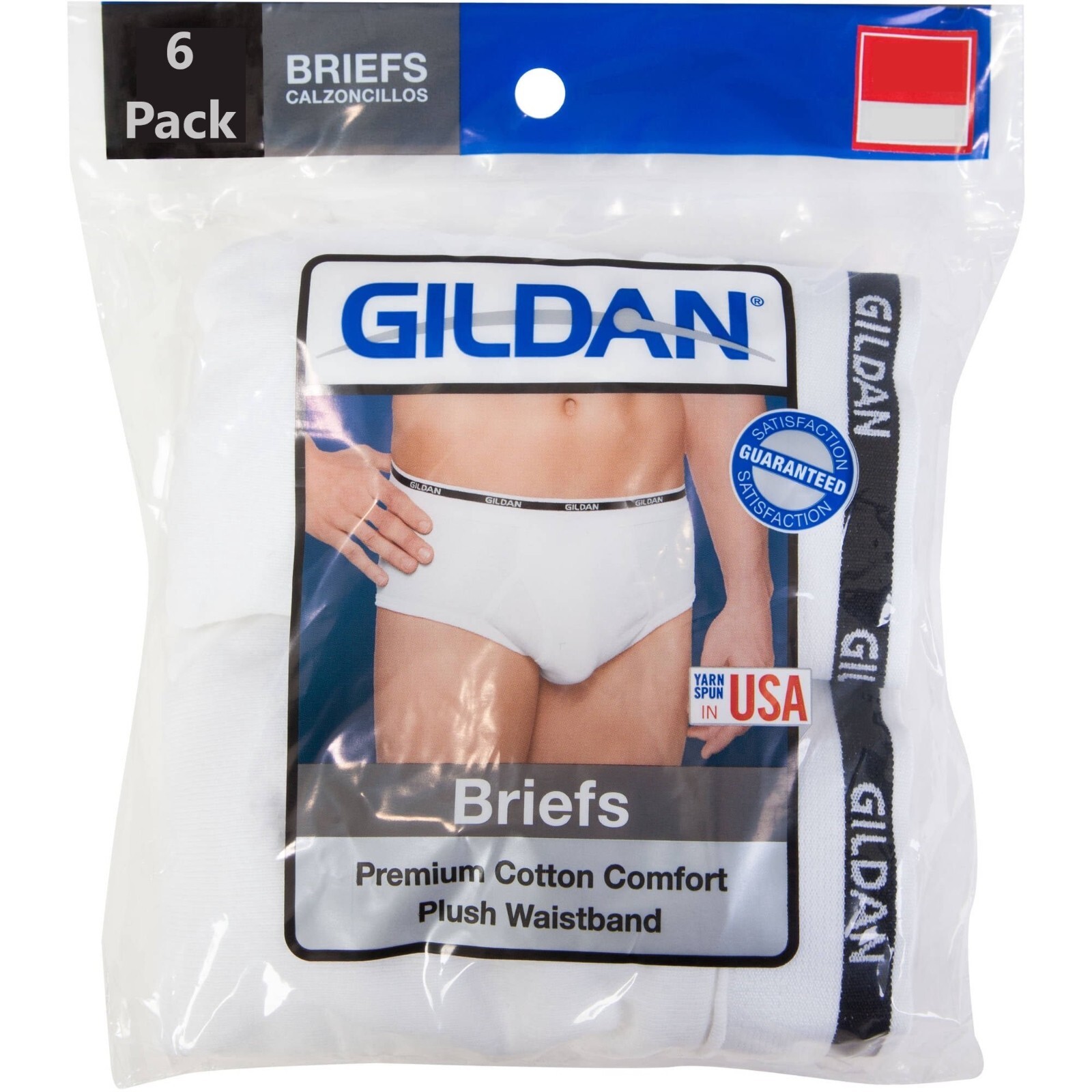 Gildan Men’s 6PK White Briefs Premium Cotton Comfort With Plush Waistband