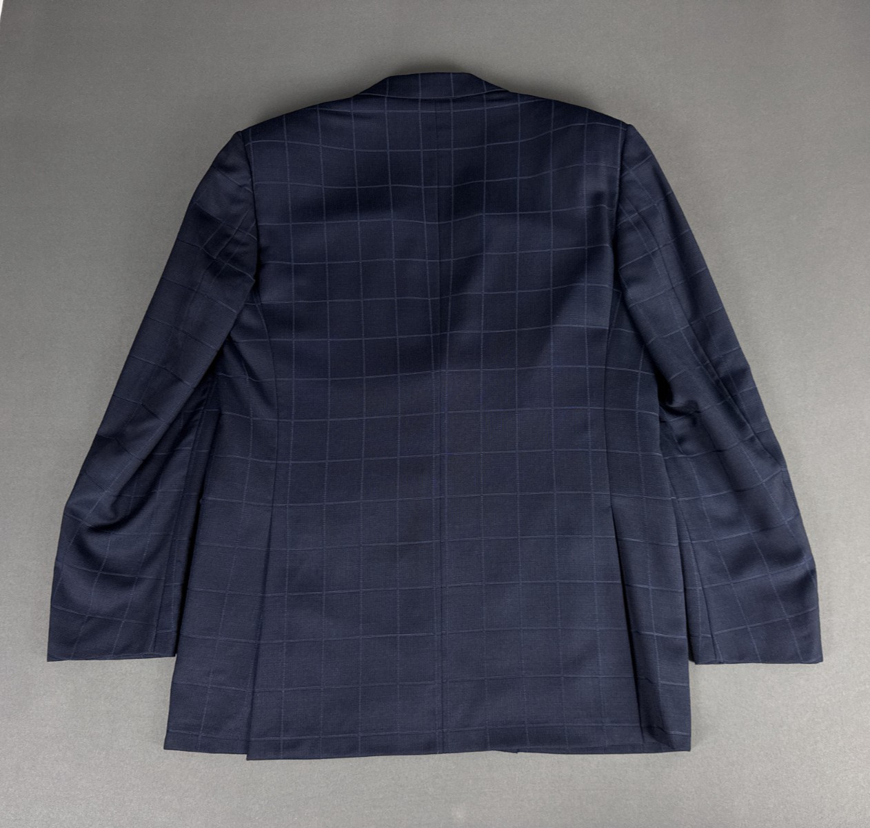Pal Zileri Made in Italy Navy Windowpane Blazer EU-52R Drop 8 100% Wool Jacket