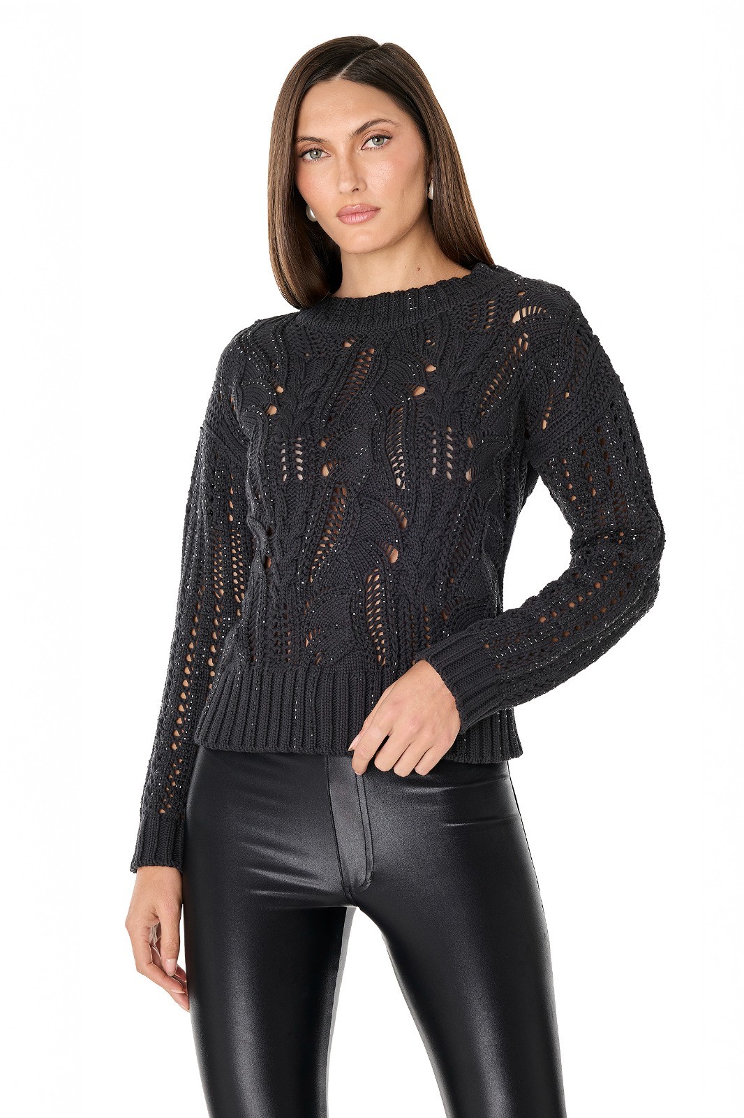 Elea Crystal Knit Sweater Black THE NOLI SHOP