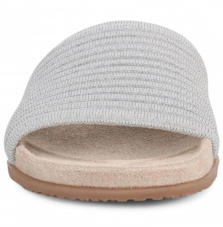 VIONIC Women Evie Knit Slide Sandal, Vapor Silver (NEW)