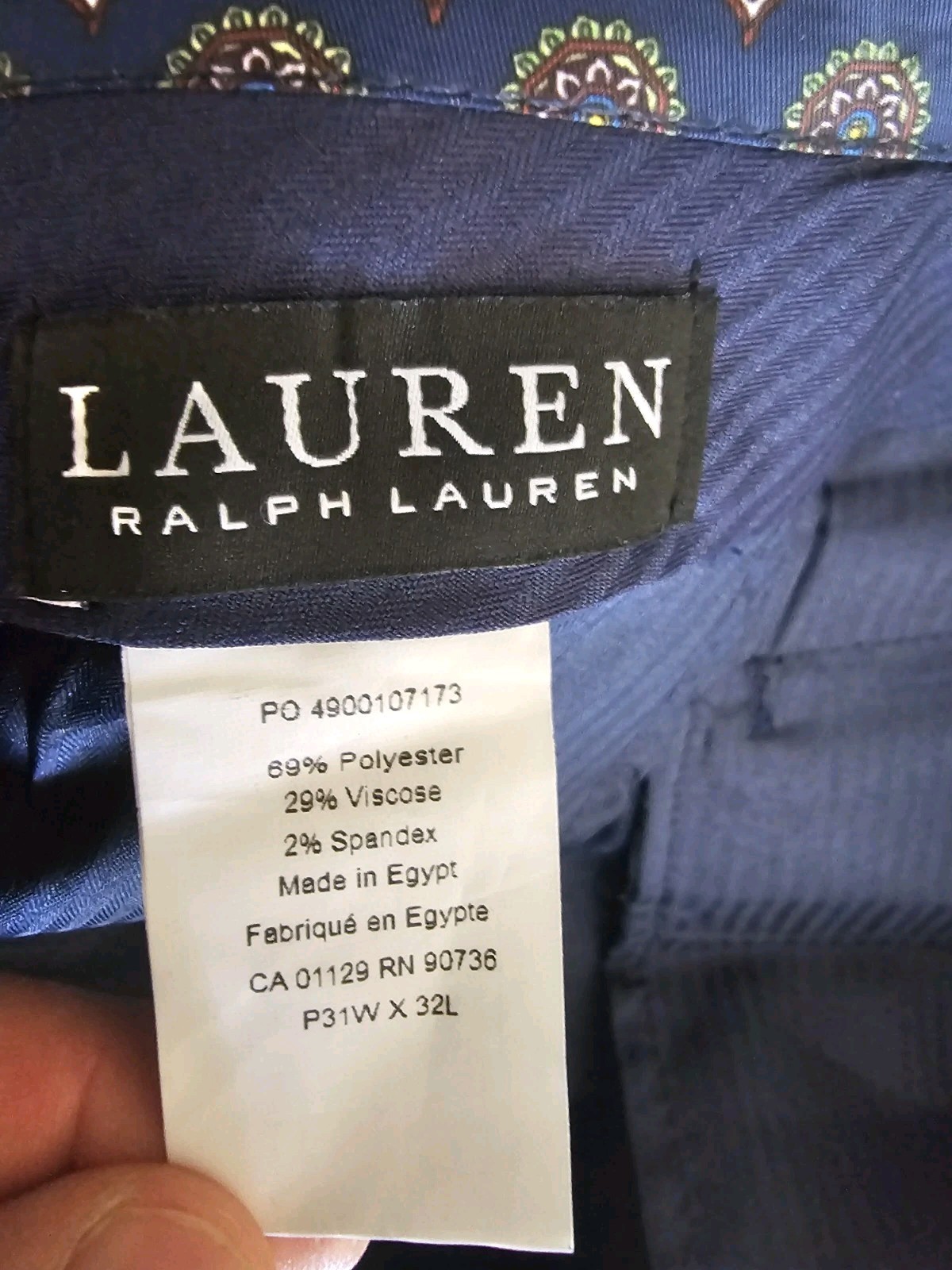 Lauren Ralph Lauren Pants Men’s 31×32 Blue Norton Classic Fit Dress Ultraflex