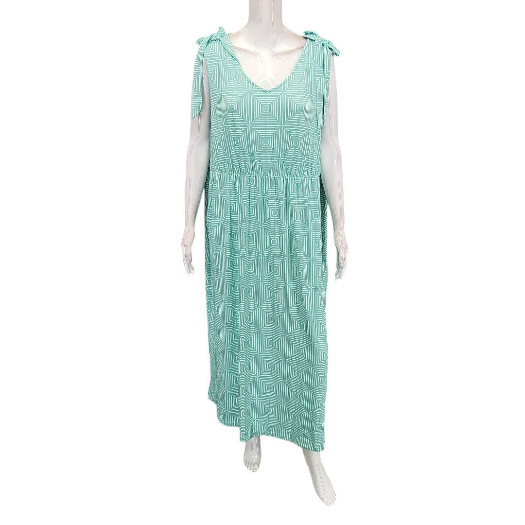 Stan Herman Womens Trendy Silky Jersey V-Neck Printed Gown Dress 1X Plus Size