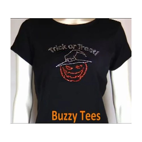 Trick or Treat – Jack O’Lantern Rhinestone Shirt, Halloween Shirts, holiday fun