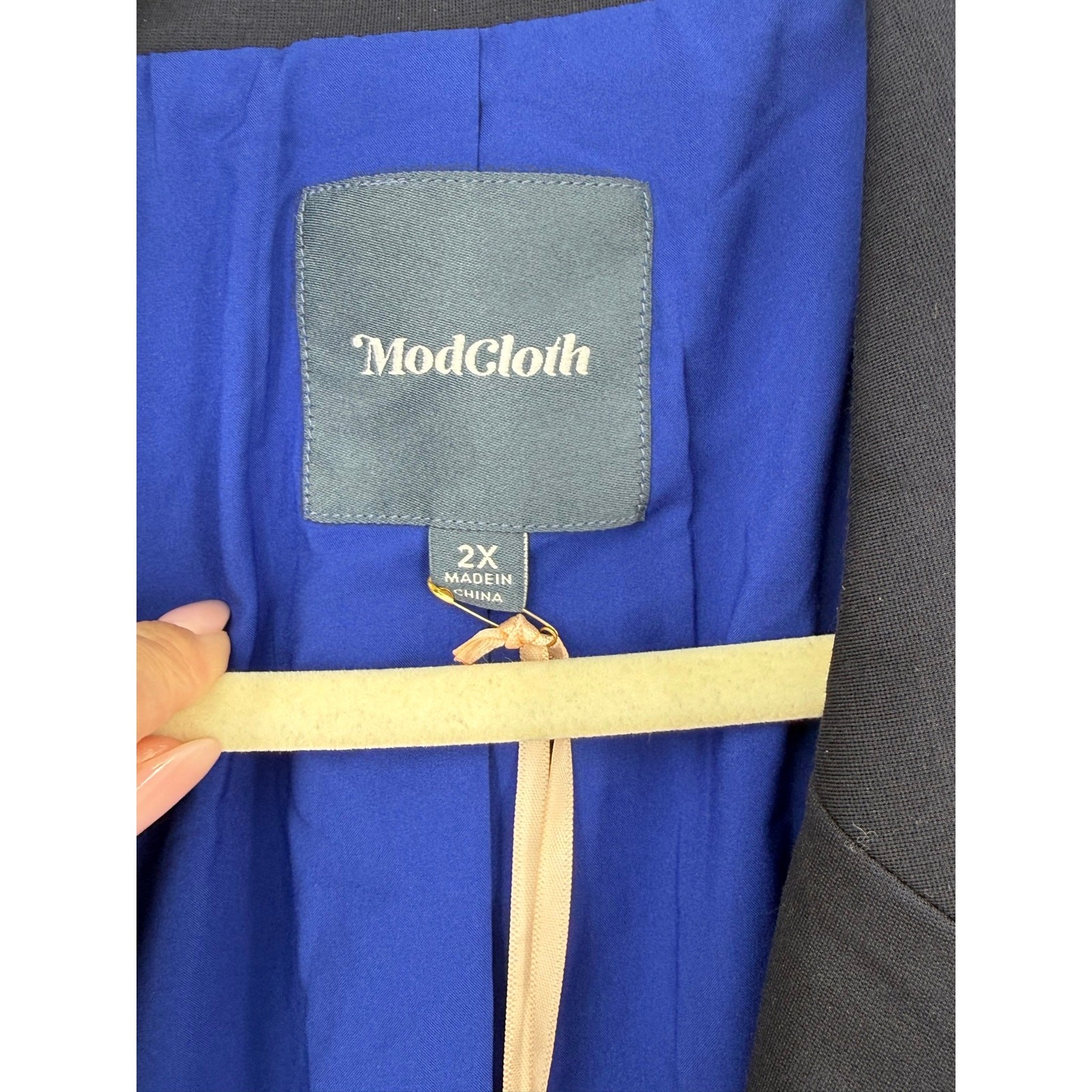 ModCloth Stretch Knit One Button Blazer Navy Blue 2X Plus Size NWT Office Career