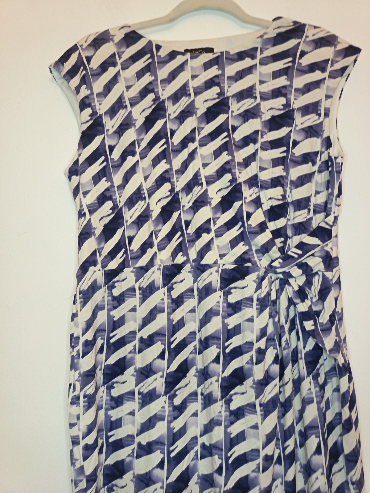 M&Co Blue White Patterned Colourful Knee Length Summer Day Dress Size 14 Party