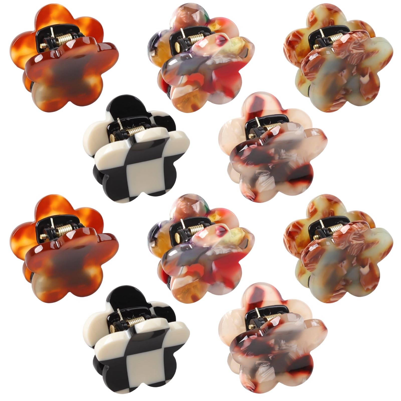10PCS Small Hair Clips Acetic Acid Flower 1 Count (Pack of 10), Multicolor
