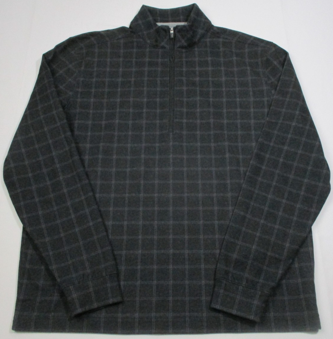 JOHNNIE-O SOFT POLY SPANDEX BLEND 1/4 ZIP GOLF PULLOVER BLACK PURPLE PLAID MD