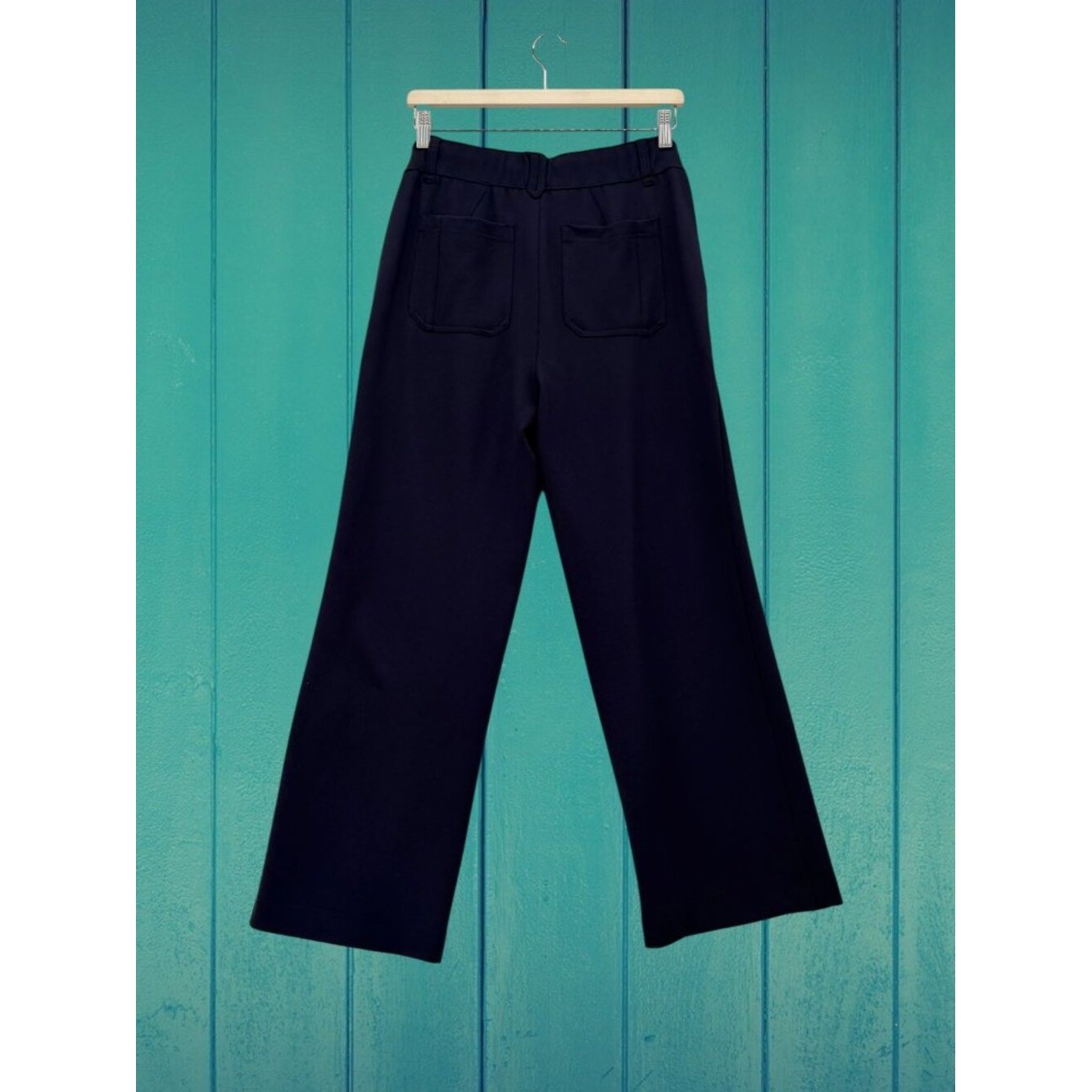 Democracy BP25632Q8E Navy Wide Leg Rayon Blend Lounge Pants Petite Small PS