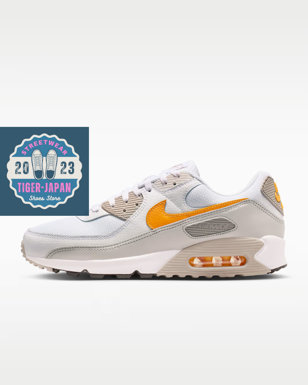 NIKE Air Max 90 DM0029 119 White College Grey Vast Grey Orange Men Unisex Shoes